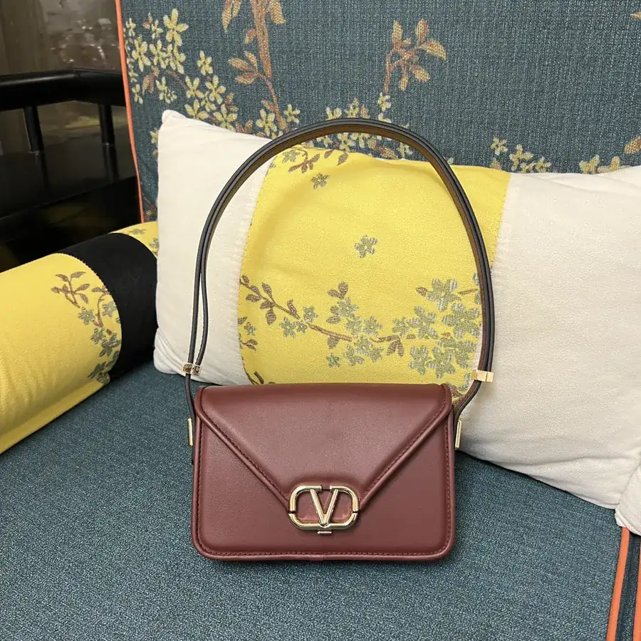 GARAVANI LETTER Small Calfskin Handbag with VLOGO SIGNATURE Button Closure