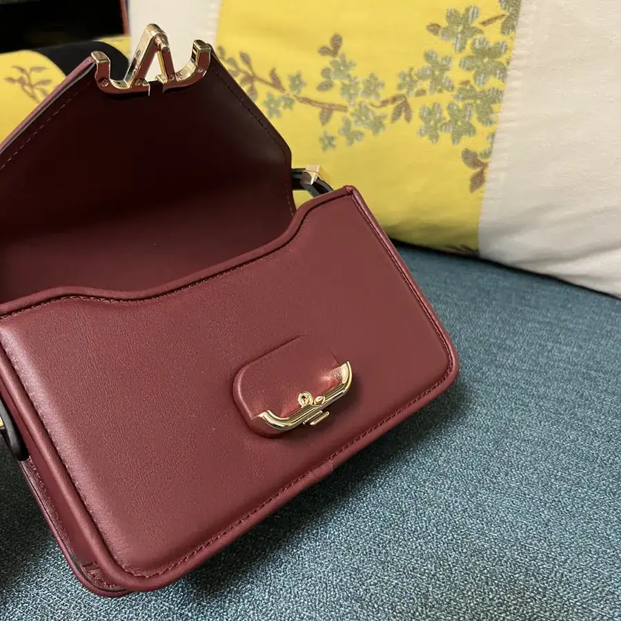 GARAVANI LETTER Small Calfskin Handbag with VLOGO SIGNATURE Button Closure