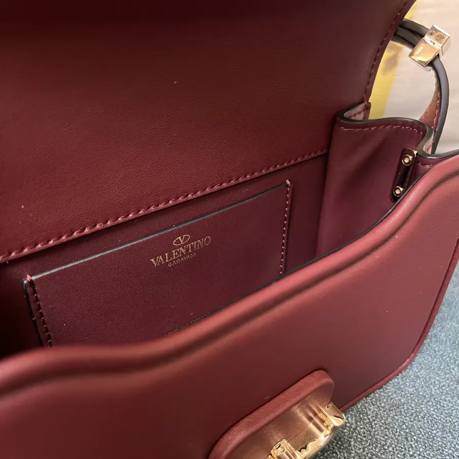 GARAVANI LETTER Small Calfskin Handbag with VLOGO SIGNATURE Button Closure
