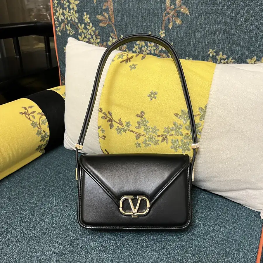 GARAVANI LETTER Mini Calfskin Handbag with V Logo Signature Closure