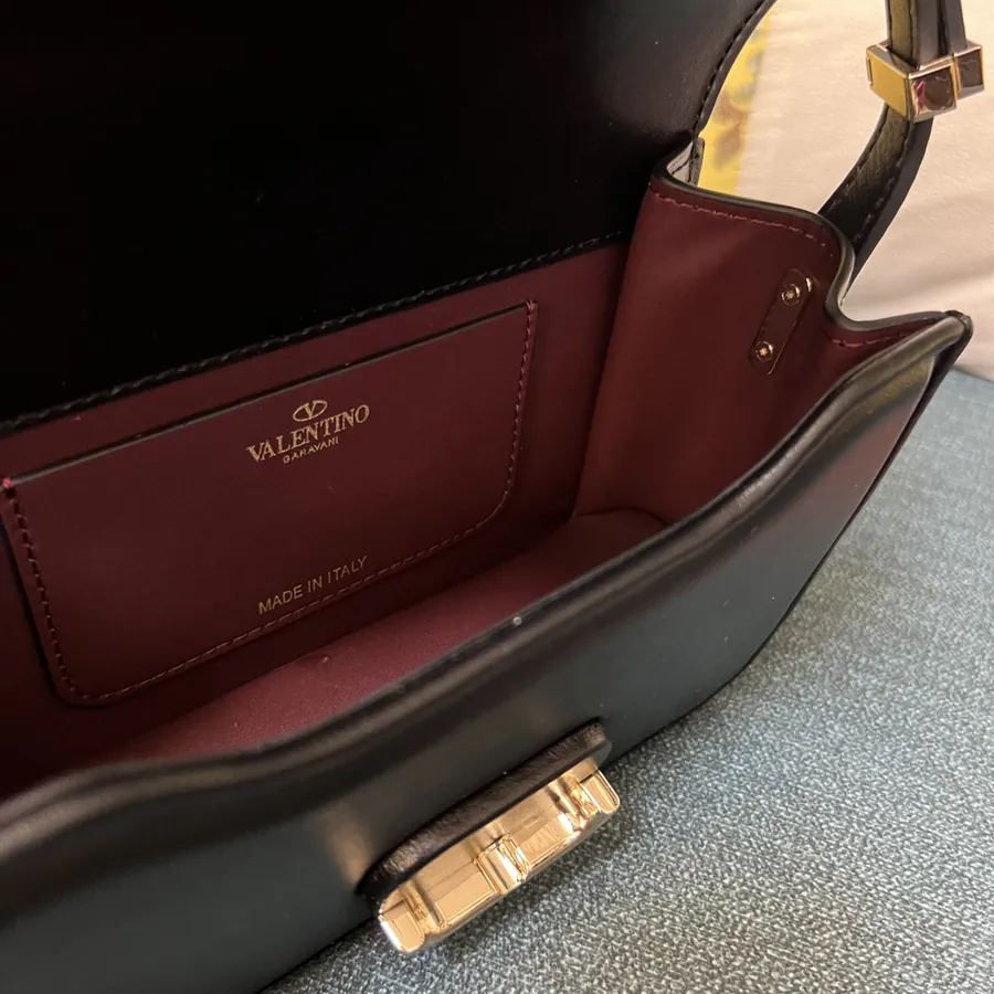GARAVANI LETTER Mini Calfskin Handbag with V Logo Signature Closure
