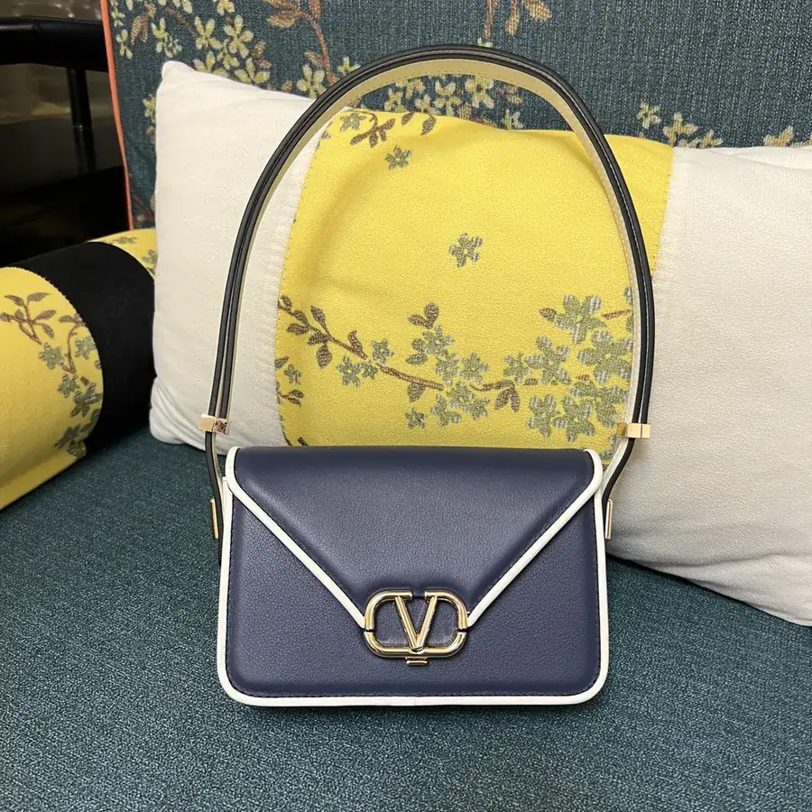 GARAVANI LETTER Mini Calfskin Handbag with V Logo Signature Button