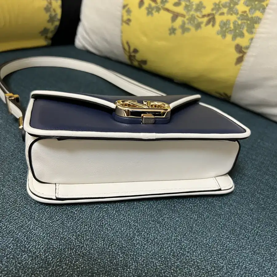 GARAVANI LETTER Mini Calfskin Handbag with V Logo Signature Button