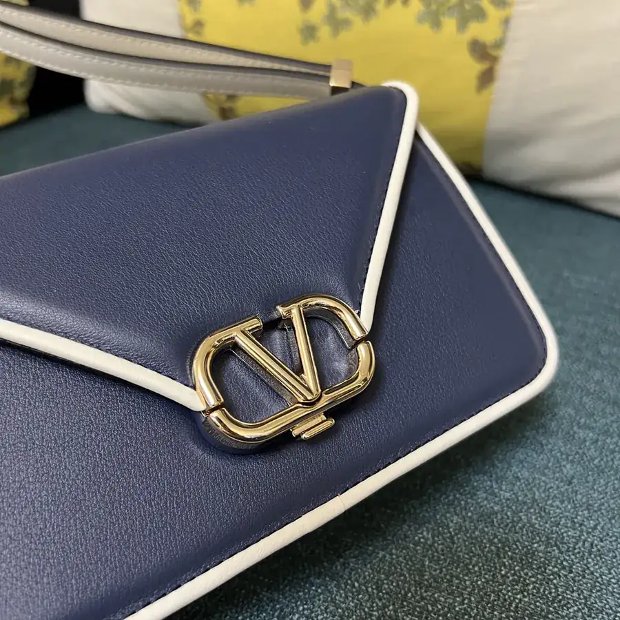 GARAVANI LETTER Mini Calfskin Handbag with V Logo Signature Button