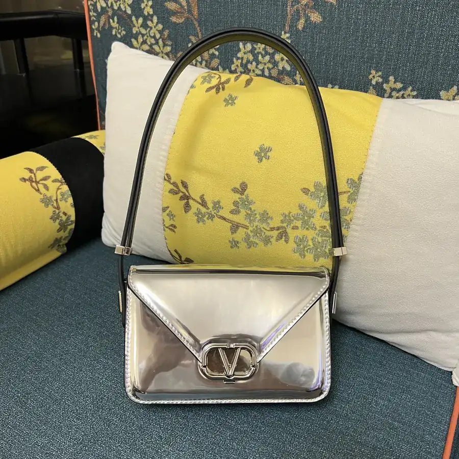 GARAVANI LETTER Mini Calfskin Handbag with V Logo Signature Button