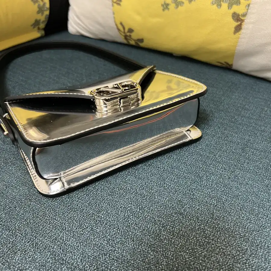 GARAVANI LETTER Mini Calfskin Handbag with V Logo Signature Button