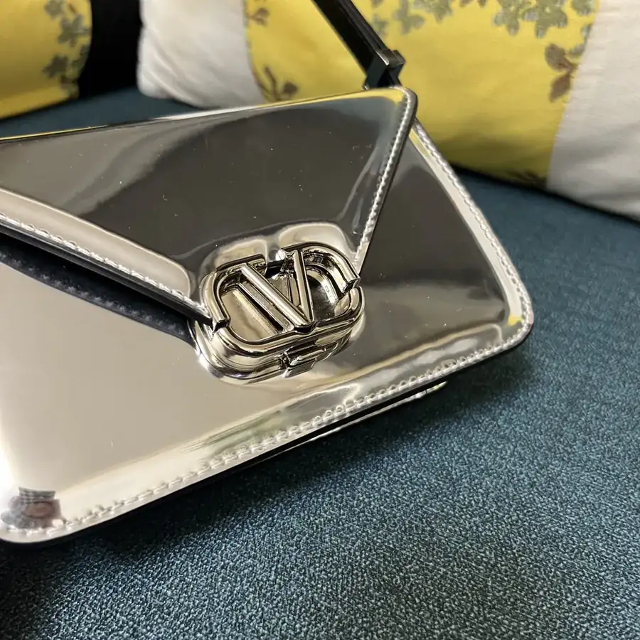 GARAVANI LETTER Mini Calfskin Handbag with V Logo Signature Button