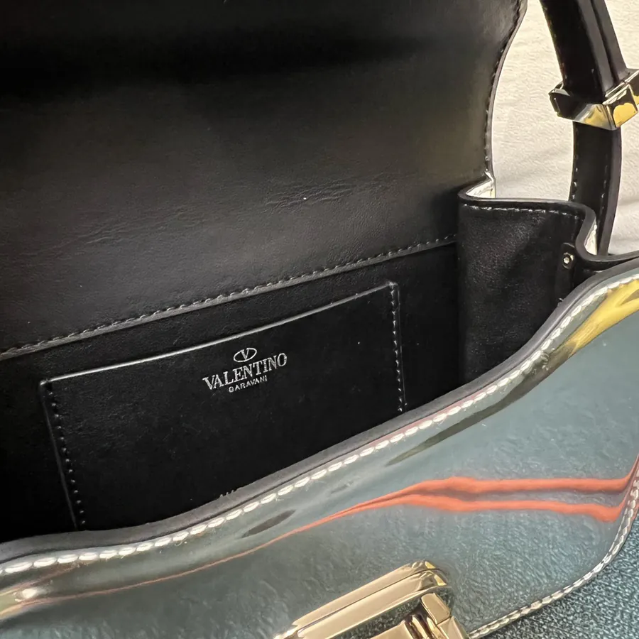 GARAVANI LETTER Mini Calfskin Handbag with V Logo Signature Button