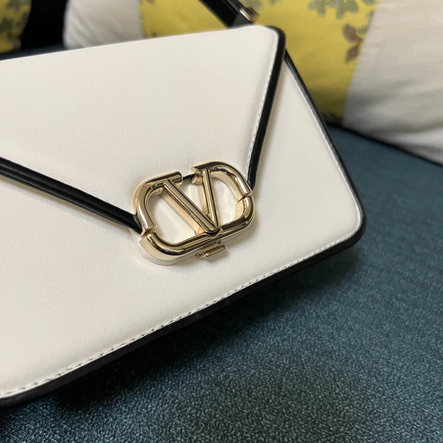 GARAVANI LETTER Mini Calfskin Handbag with V Logo Signature Closure