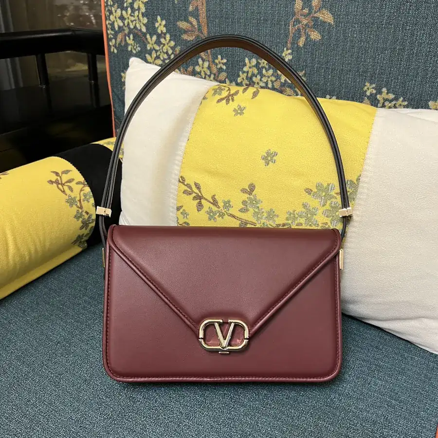 GARAVANI LETTER Large Calfskin Handbag with V Logo Signature Snap Closure