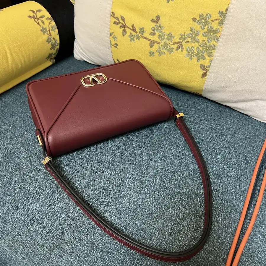 GARAVANI LETTER Large Calfskin Handbag with V Logo Signature Snap Closure