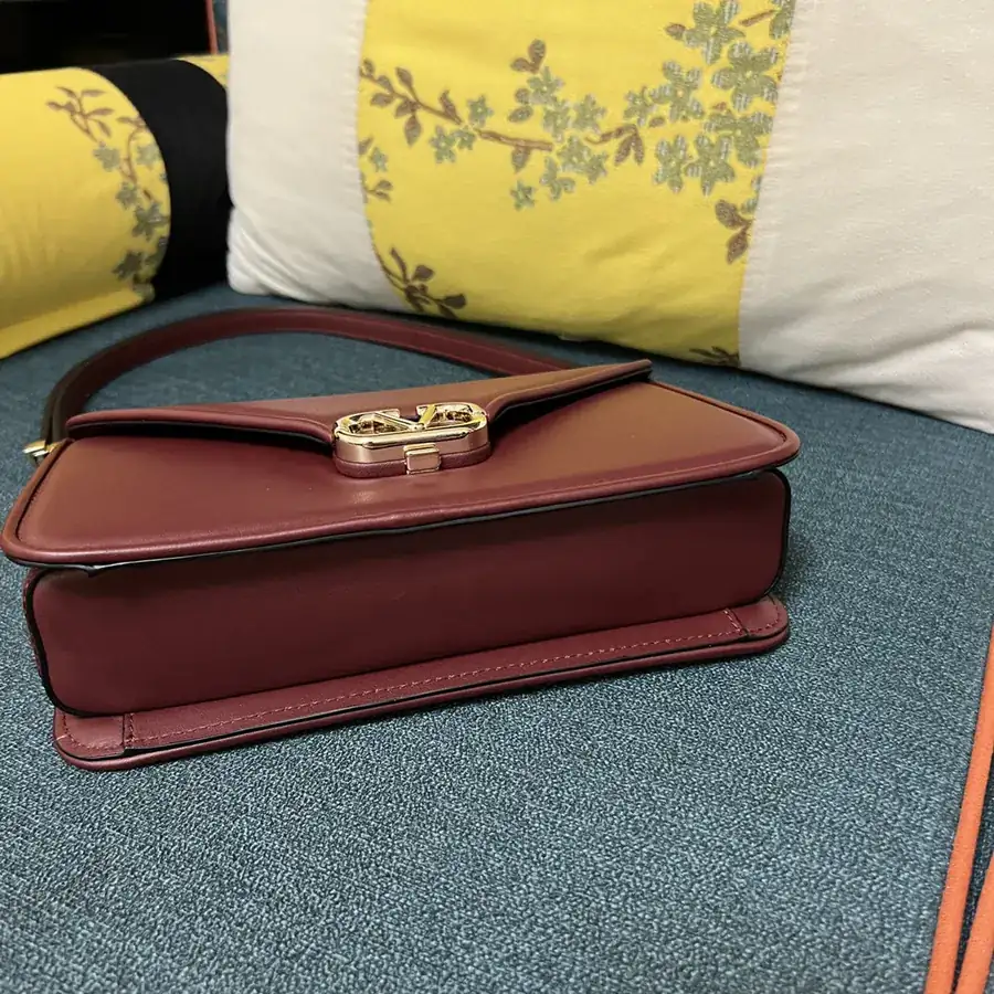 GARAVANI LETTER Large Calfskin Handbag with V Logo Signature Snap Closure