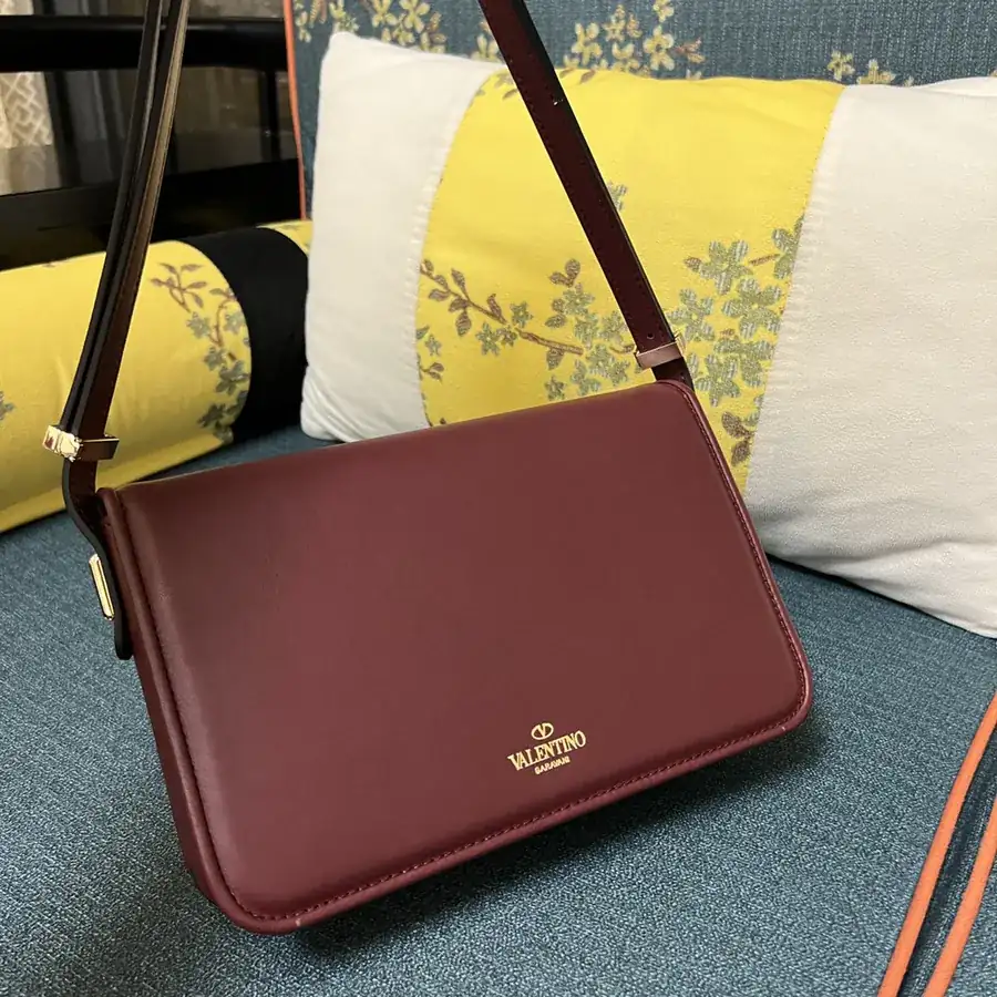 GARAVANI LETTER Large Calfskin Handbag with V Logo Signature Snap Closure