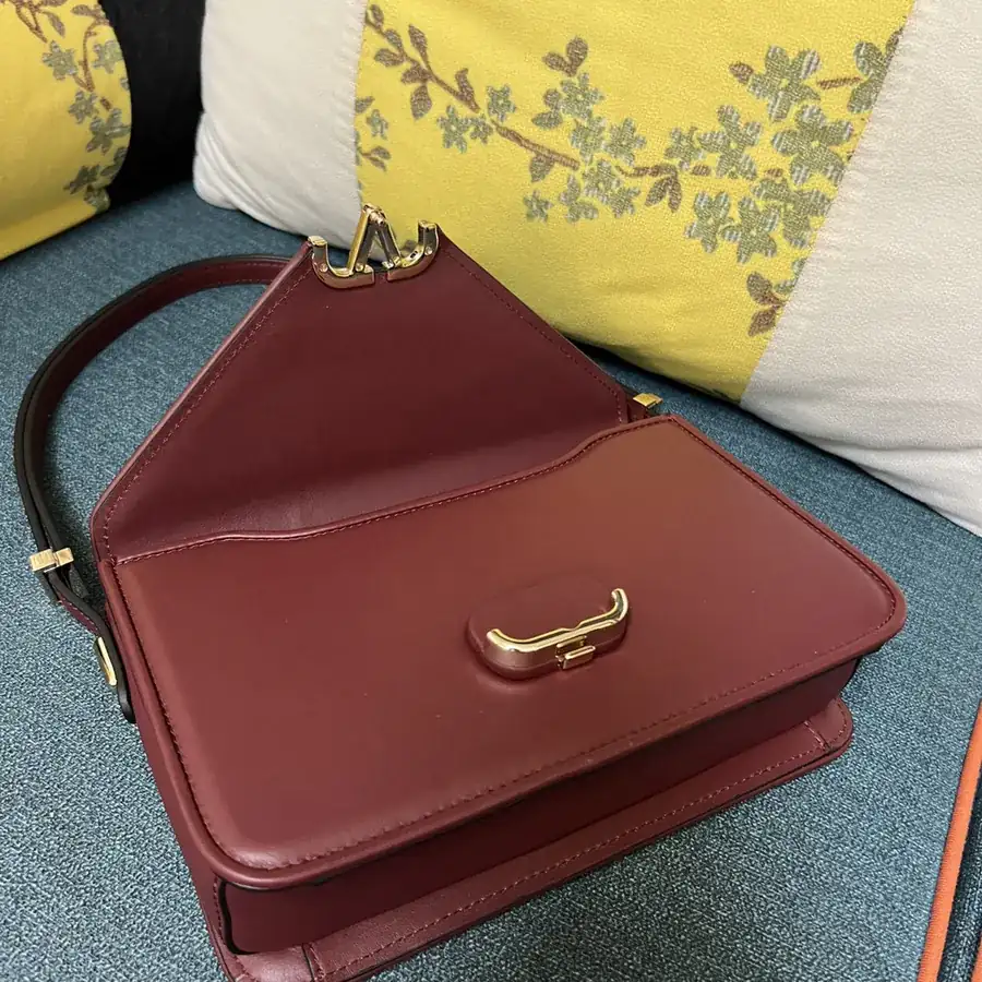 GARAVANI LETTER Large Calfskin Handbag with V Logo Signature Snap Closure