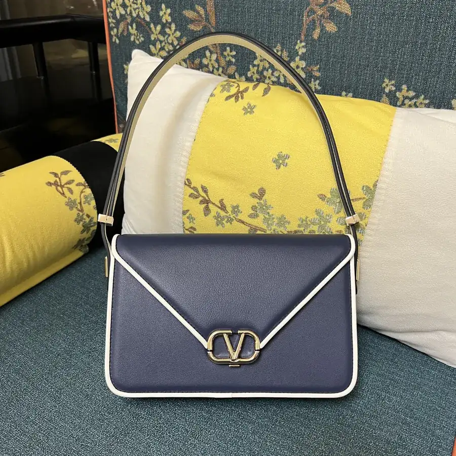GARAVANI LETTER Large Calfskin Handbag with V Logo Signature Closure