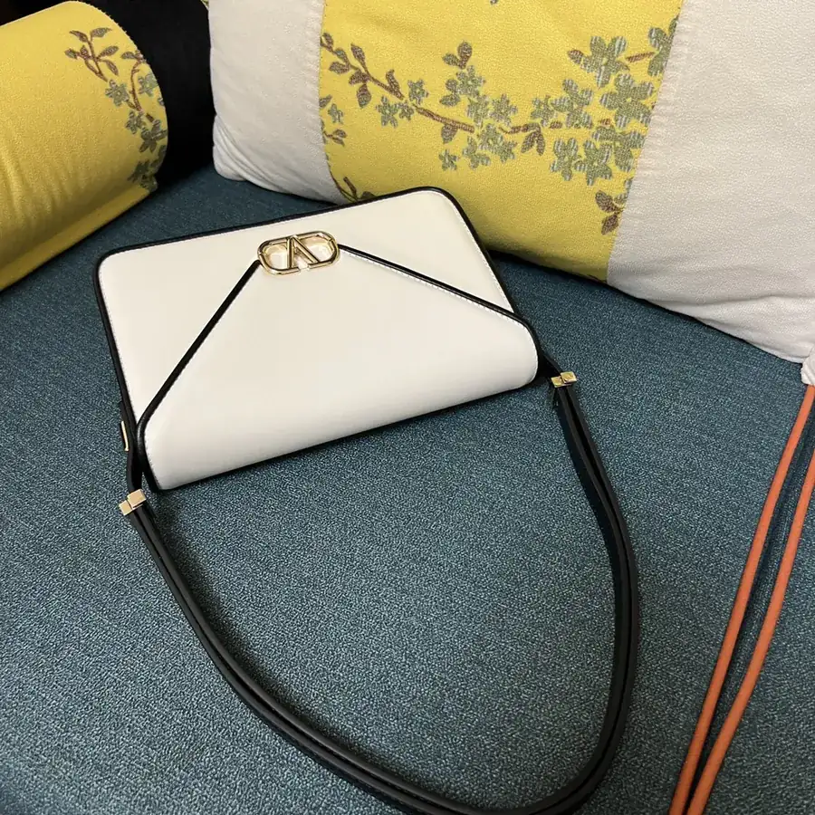 GARAVANI LETTER Large Calfskin Handbag with V Logo Signature Snap Closure