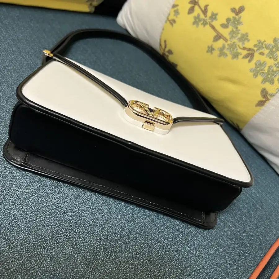GARAVANI LETTER Large Calfskin Handbag with V Logo Signature Snap Closure