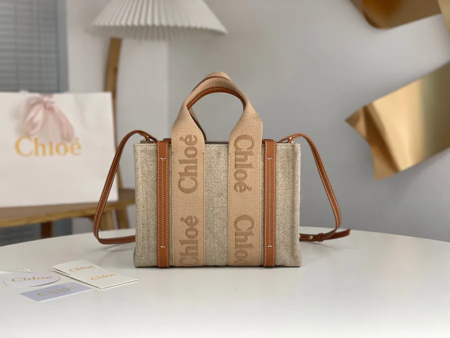 Chloe Woody Mini Tote with Sweet Caramel Latte Color