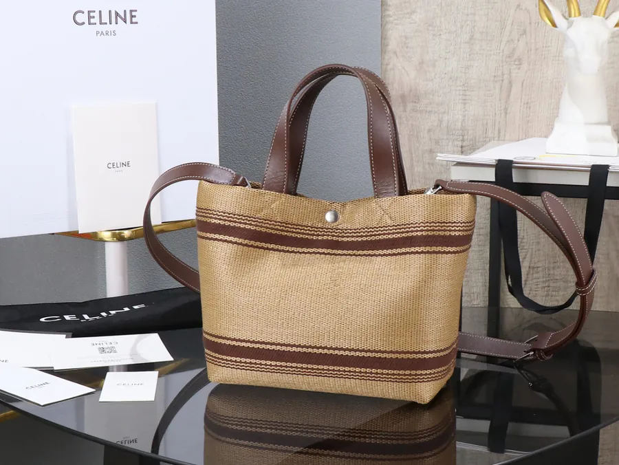 CE New Fabric Tote Bag with Mini Leather Trim