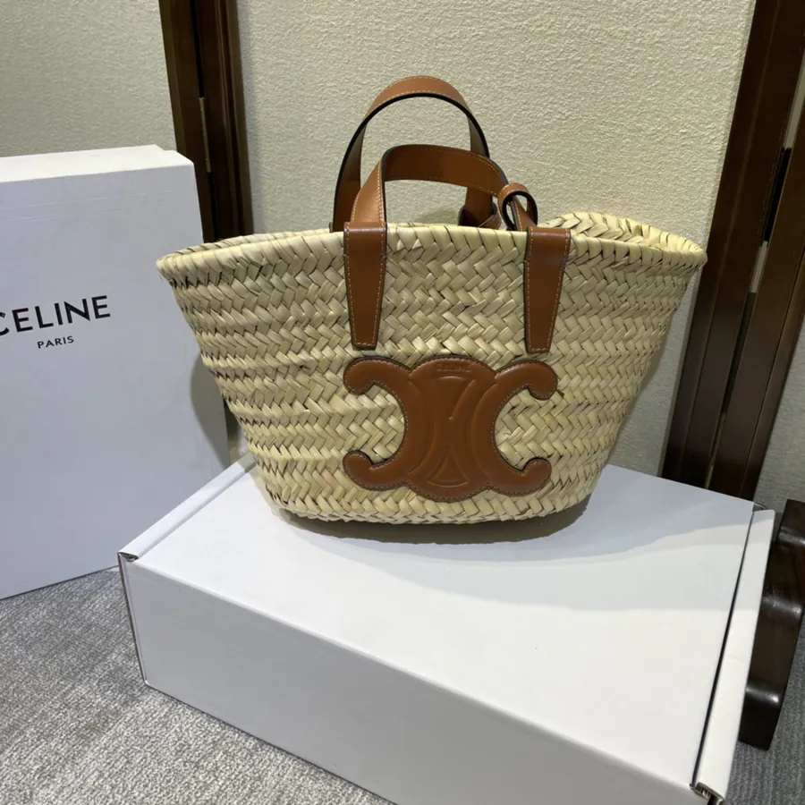TEEN TRIOMPHE CLASSIC Palm Leaf Trimmed Bucket Bag