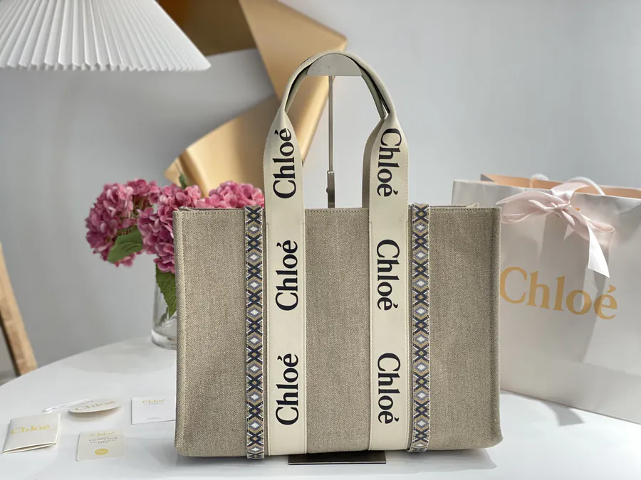Chloe Woody Patchwork Tote Handmade Embroidery