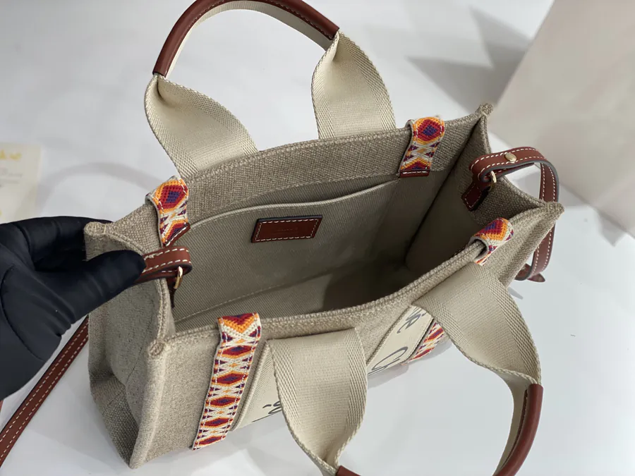 Chloe Woody Patchwork Tote Brown