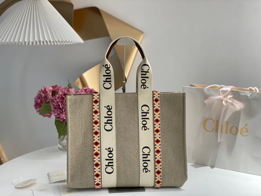 Chloe Woody Patchwork Tote Handcrafted Embroidery