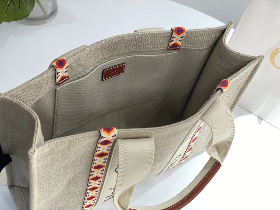 Chloe Woody Patchwork Tote Handcrafted Embroidery