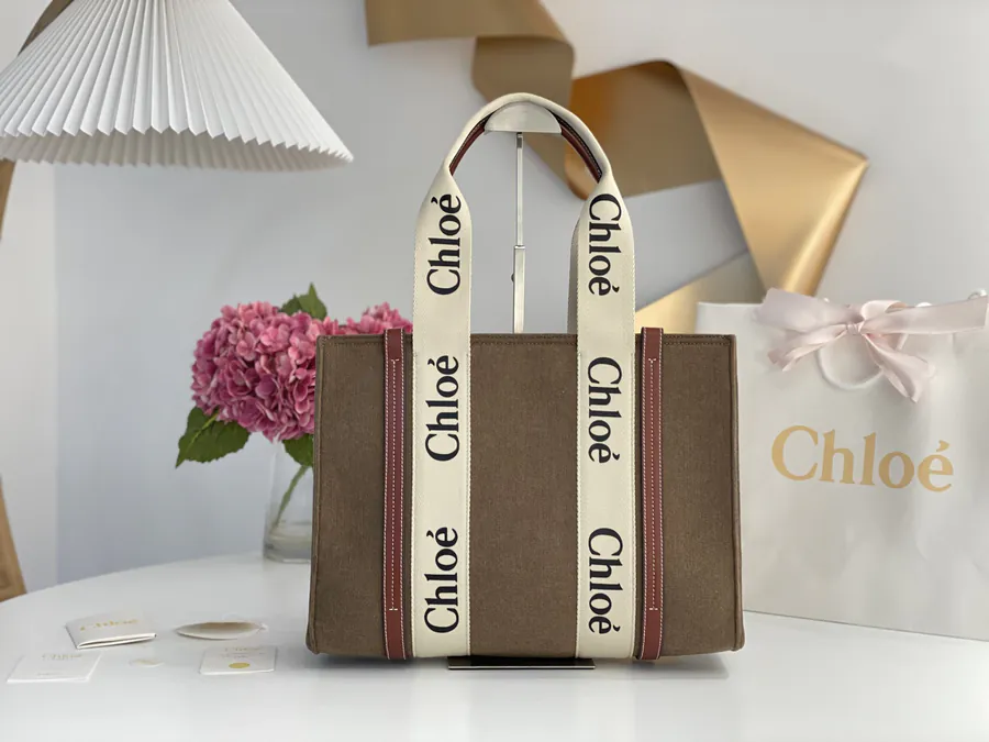 CHLOE Woody Tote Coffee Brown
