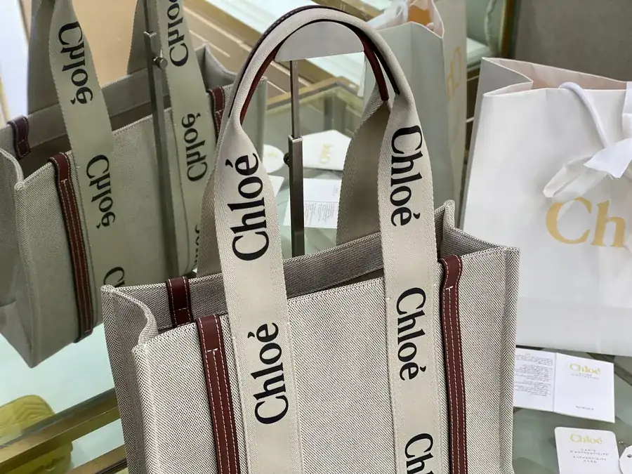 Chloe Woody Tote Bag Medium Brown
