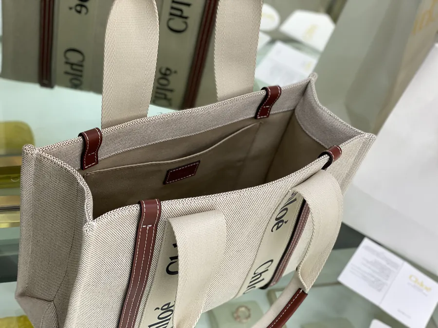 Chloe Woody Tote Bag Medium Brown
