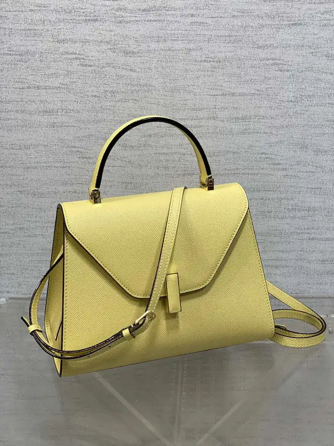 Valextra Lside Medium Size, Cream Color, Grained Calfskin