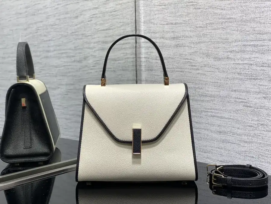 Valextra Mini Black and White Bucket Bag