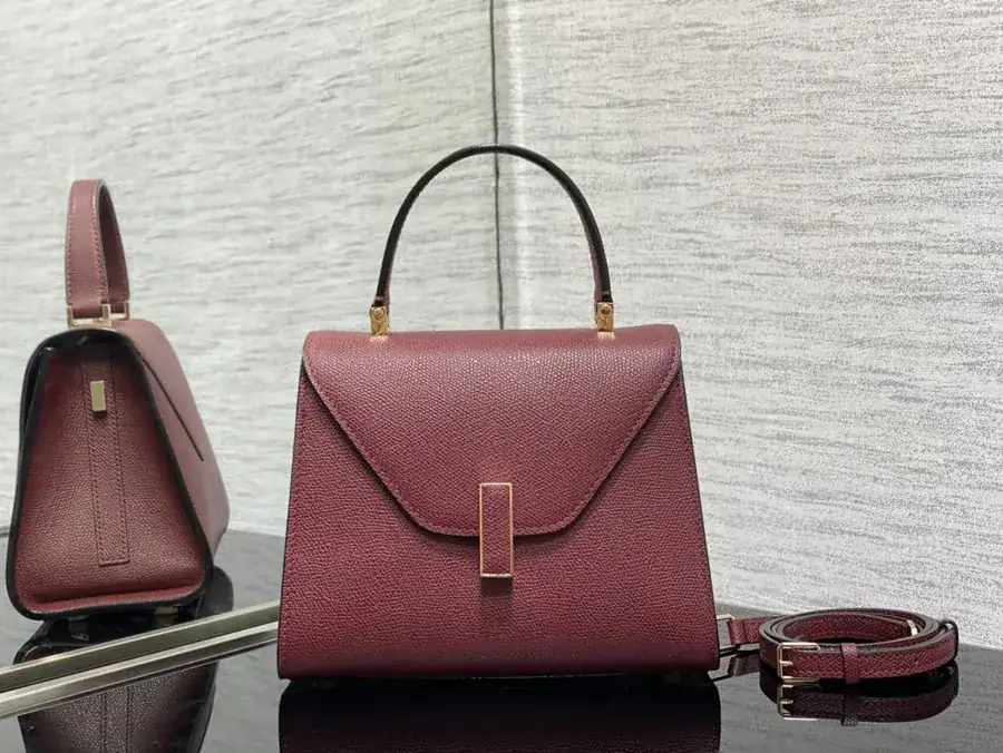 Valextra Small Size Red Wine Bucket Bag