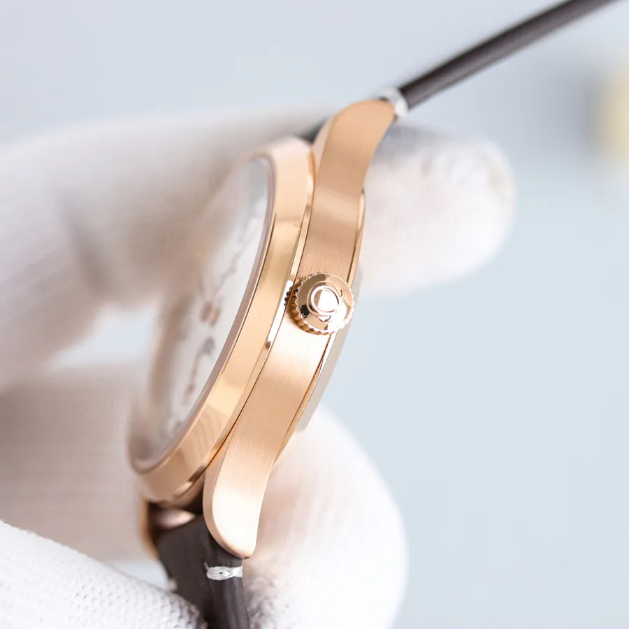 Rose Gold White Case: Special Edition Triple Subdial Mechanical Watch