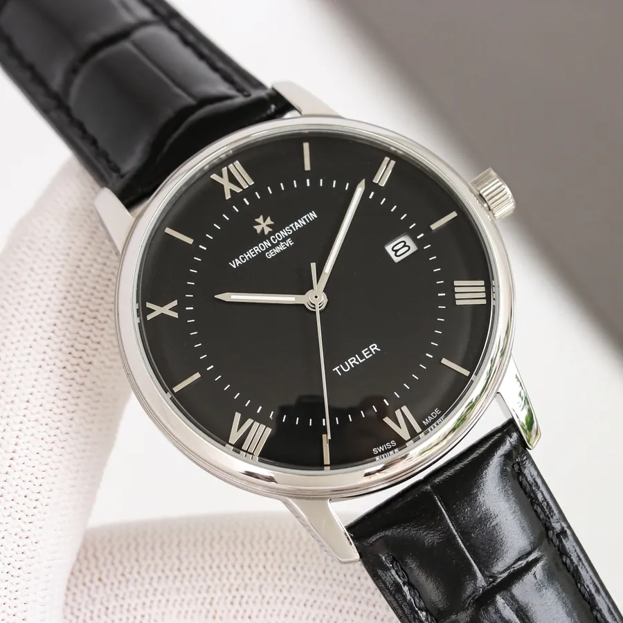 Vacheron Constantin Super Thin Watch, 316L Stainless Steel Case, Grained Calfskin Strap