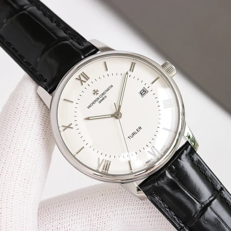 Vacheron Constantin Super Thin Watch, 316L Stainless Steel Case, Grained Calfskin Strap