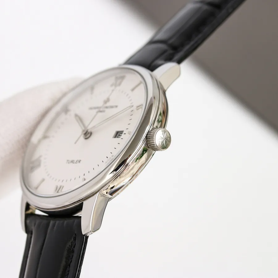 Vacheron Constantin Super Thin Watch, 316L Stainless Steel Case, Grained Calfskin Strap