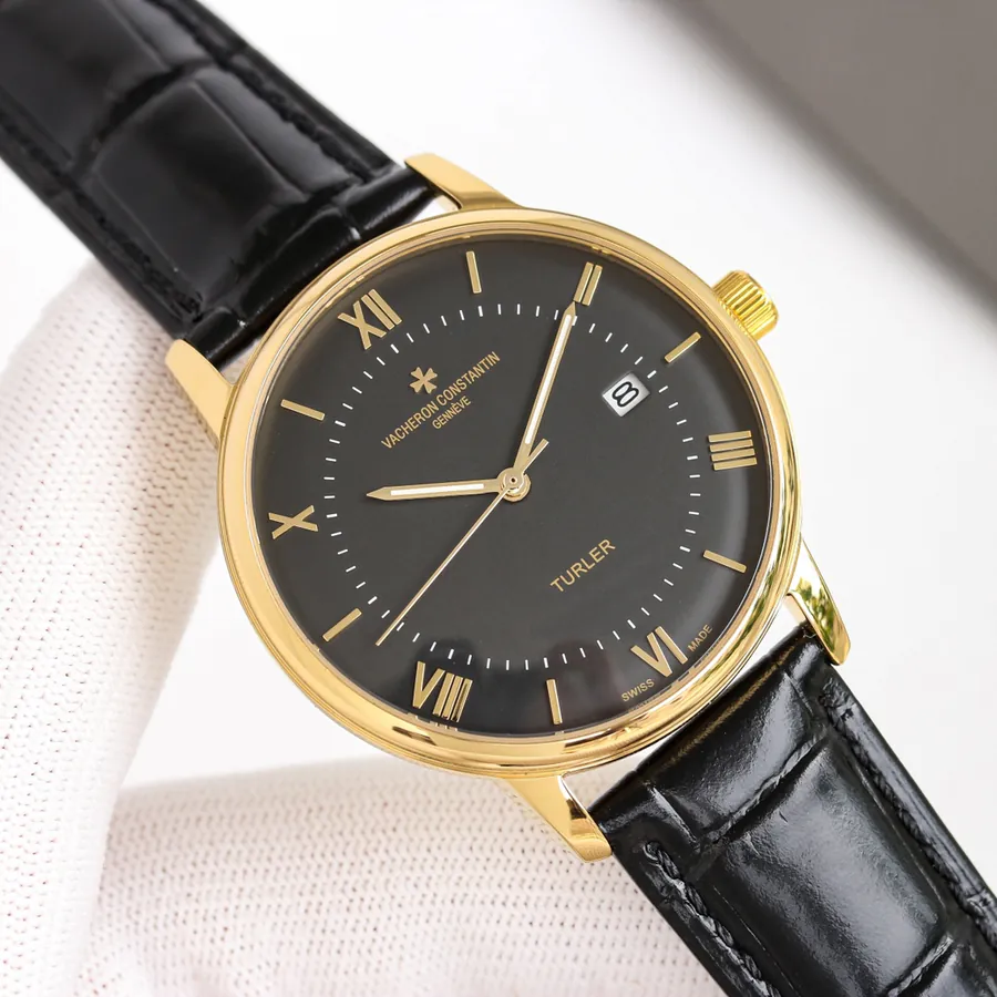 Vacheron Constantin Ultra Thin Watch, 316L Stainless Steel Case, Grained Calfskin Strap