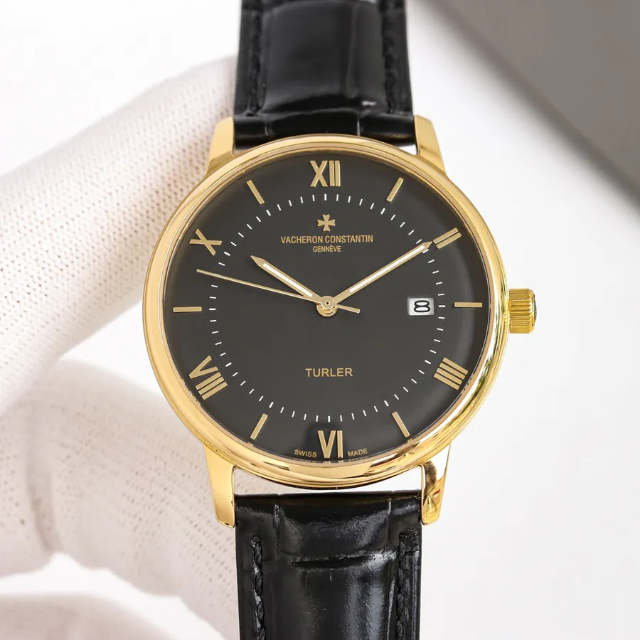 Vacheron Constantin Ultra Thin Watch, 316L Stainless Steel Case, Grained Calfskin Strap