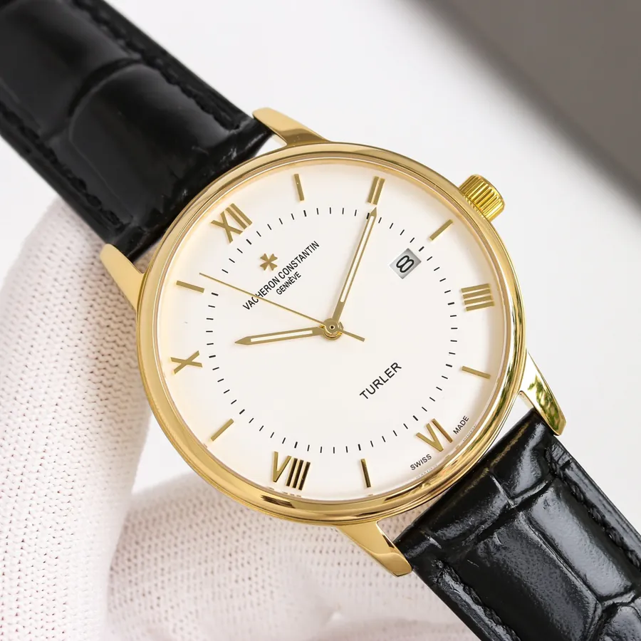 Vacheron Constantin Ultra Thin Watch, 316L Stainless Steel Case, Grained Calfskin Strap
