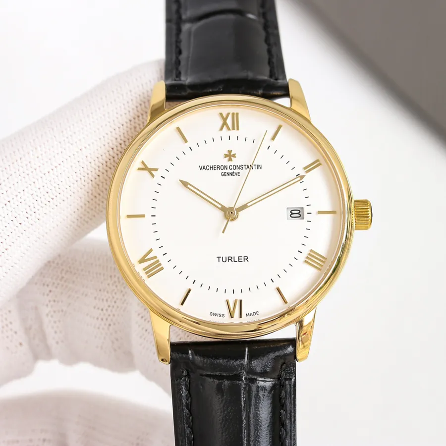Vacheron Constantin Ultra Thin Watch, 316L Stainless Steel Case, Grained Calfskin Strap