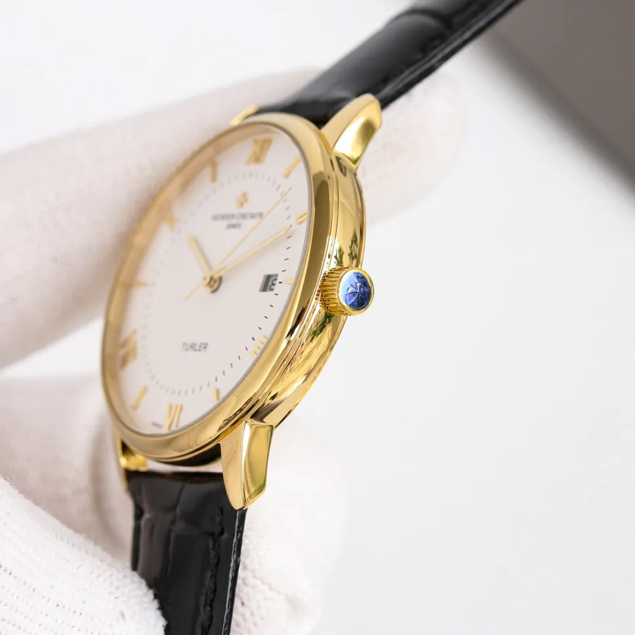 Vacheron Constantin Ultra Thin Watch, 316L Stainless Steel Case, Grained Calfskin Strap