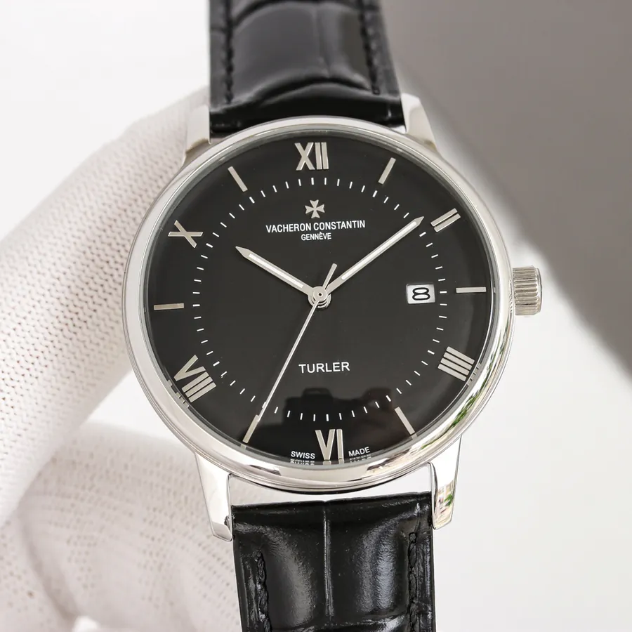 Vacheron Constantin Super Thin Watch, 316L Stainless Steel Case, Grained Calfskin Strap