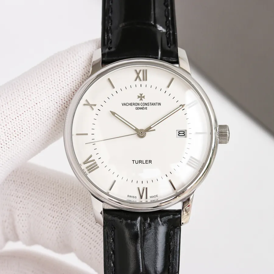 Vacheron Constantin Super Thin Watch, 316L Stainless Steel Case, Grained Calfskin Strap