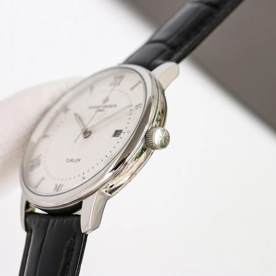 Vacheron Constantin Super Thin Watch, 316L Stainless Steel Case, Grained Calfskin Strap