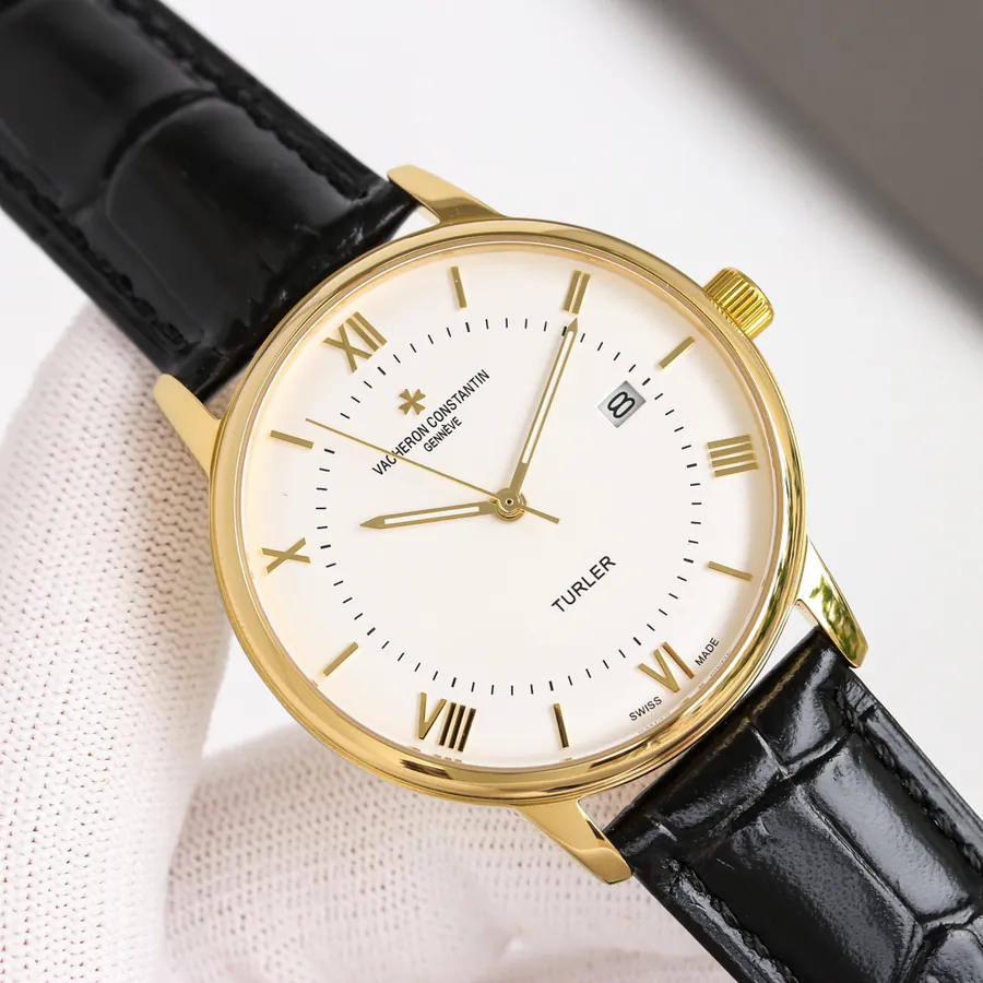 Vacheron Constantin Super Thin Watch, 316L Stainless Steel Case, Grained Calfskin Strap