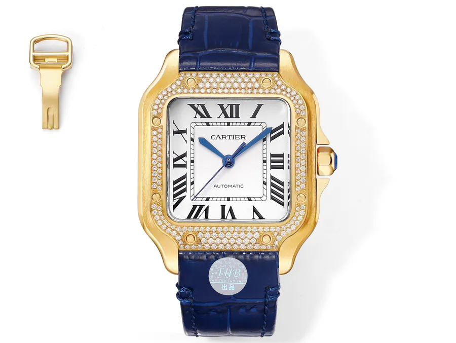 Cartier New Santos Men's Watch with 316L Case and Blue Hands