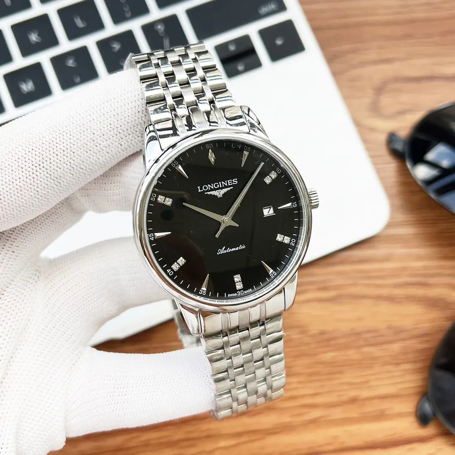 LONGINES Men's Watch with 316 Stainless Steel and Leather Strap