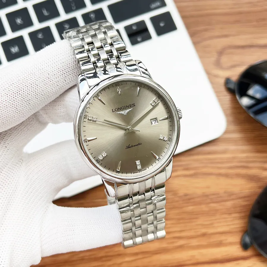 LONGINES Men's Watch with 316 Stainless Steel and Leather Strap